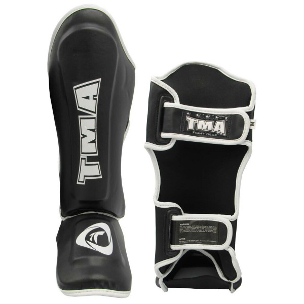 TMA Leather Shin Instep Protector Pads MMA Leg Foot Guard MuayThai KickBoxing