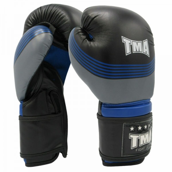 TMA Boxing Gloves MMA Muay Thai Martial Arts Punching Fighting Blue Kick