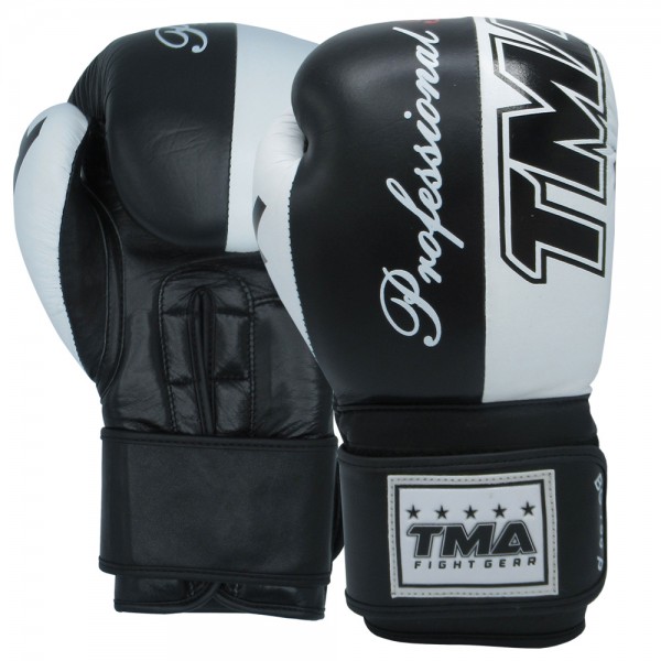 TMA Boxing Gloves for Training & Muay Thai - Cowhide Leather Mitts for Sparring, Kickboxing & Fighting - Great for Heavy Punch Bag, Focus Pads, Grappling Dummy and Speed Ball Punching