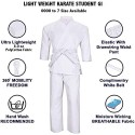 Lightweight Karate Uniform Gi 6 oz White w/ White Belt ADULT & KID