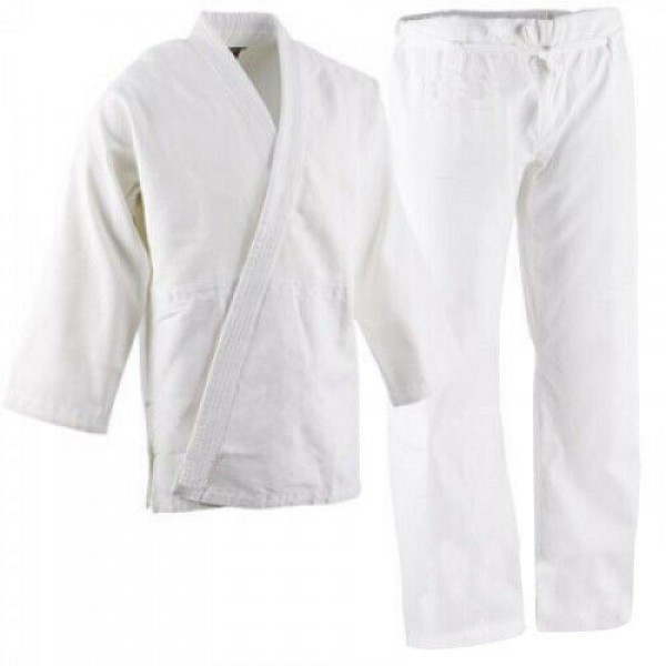14 oz Extra Heavyweight Brushed Cotton Drawstring Uniform Karate Gi (White)